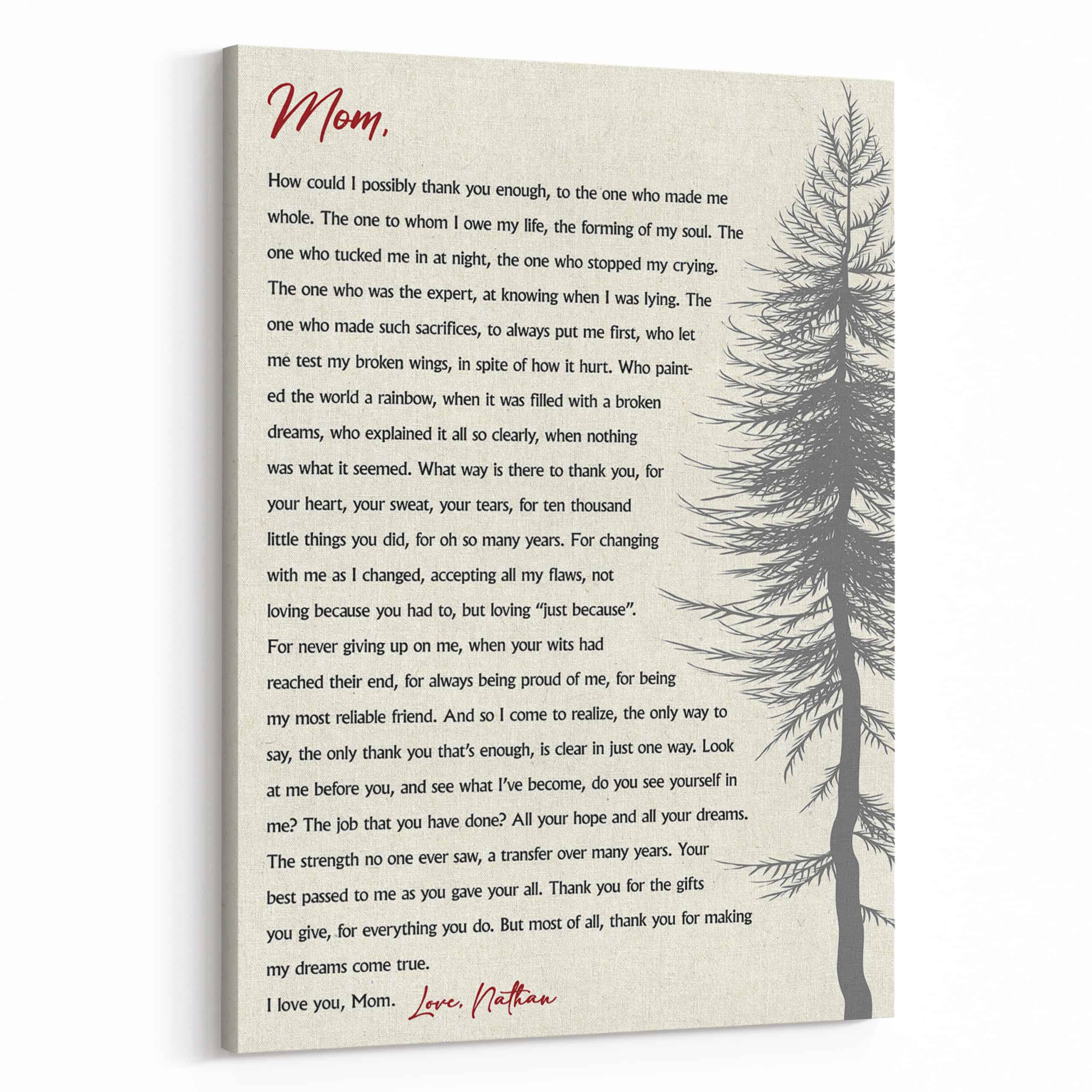 Mom Poem Canvas Print