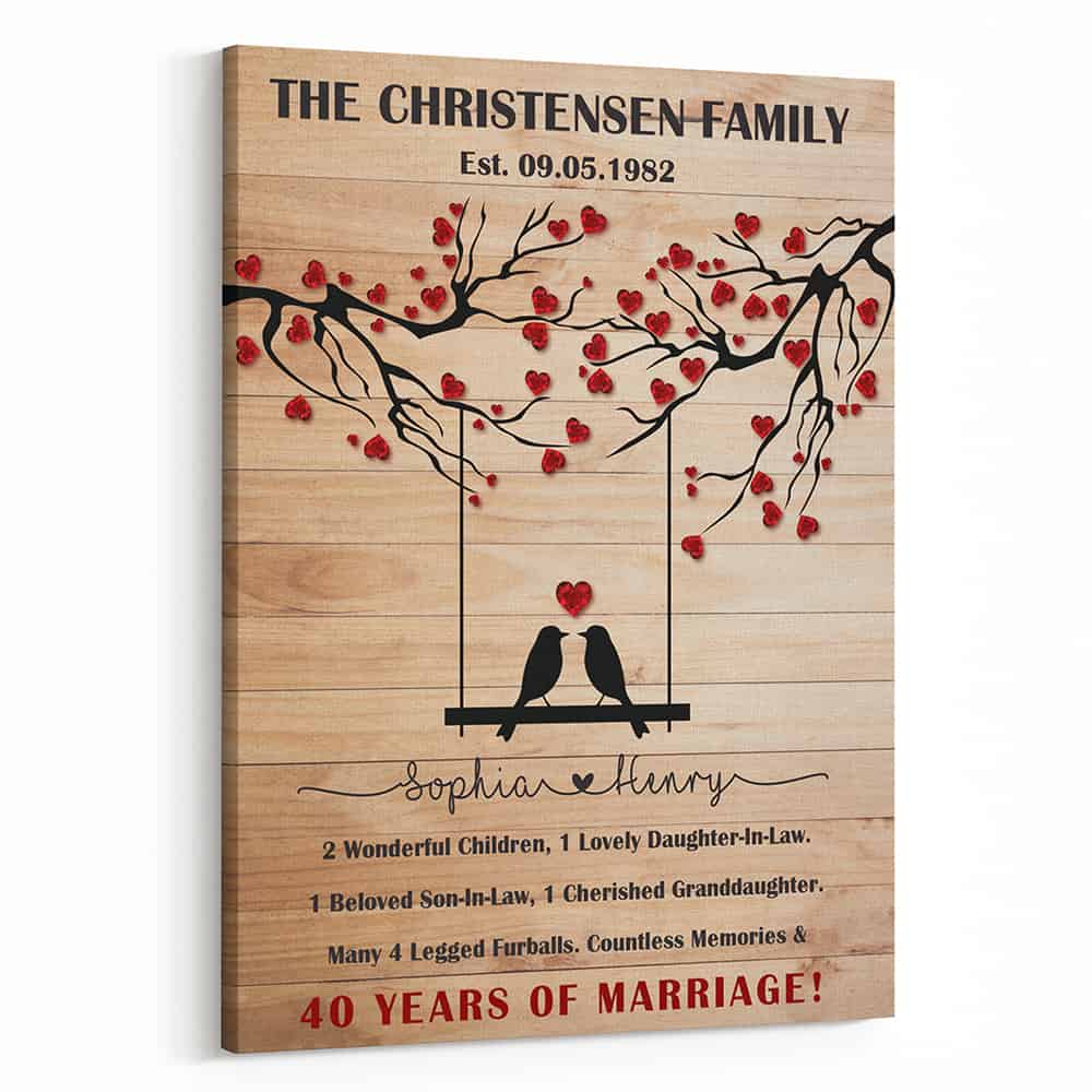 Personalized 40th Anniversary Gift For Parents Family Tree Canvas Print