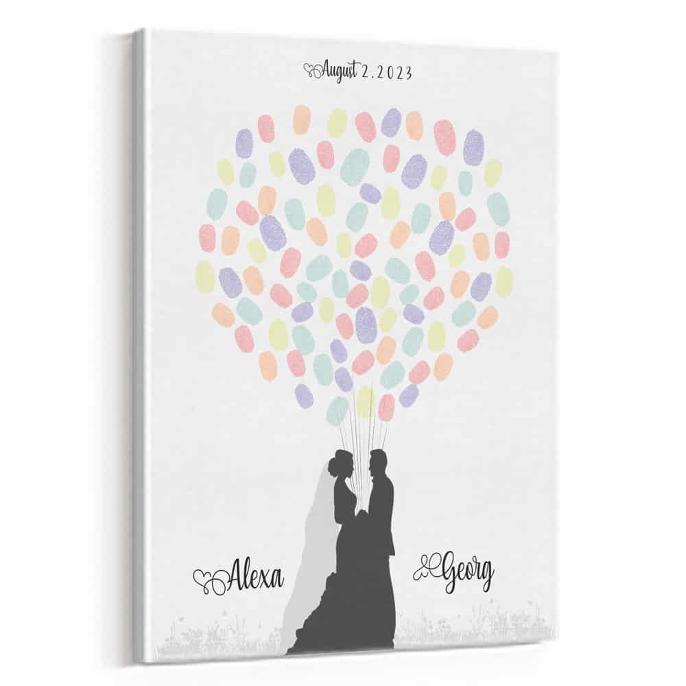 Wedding Fingerprint Balloon Canvas Print