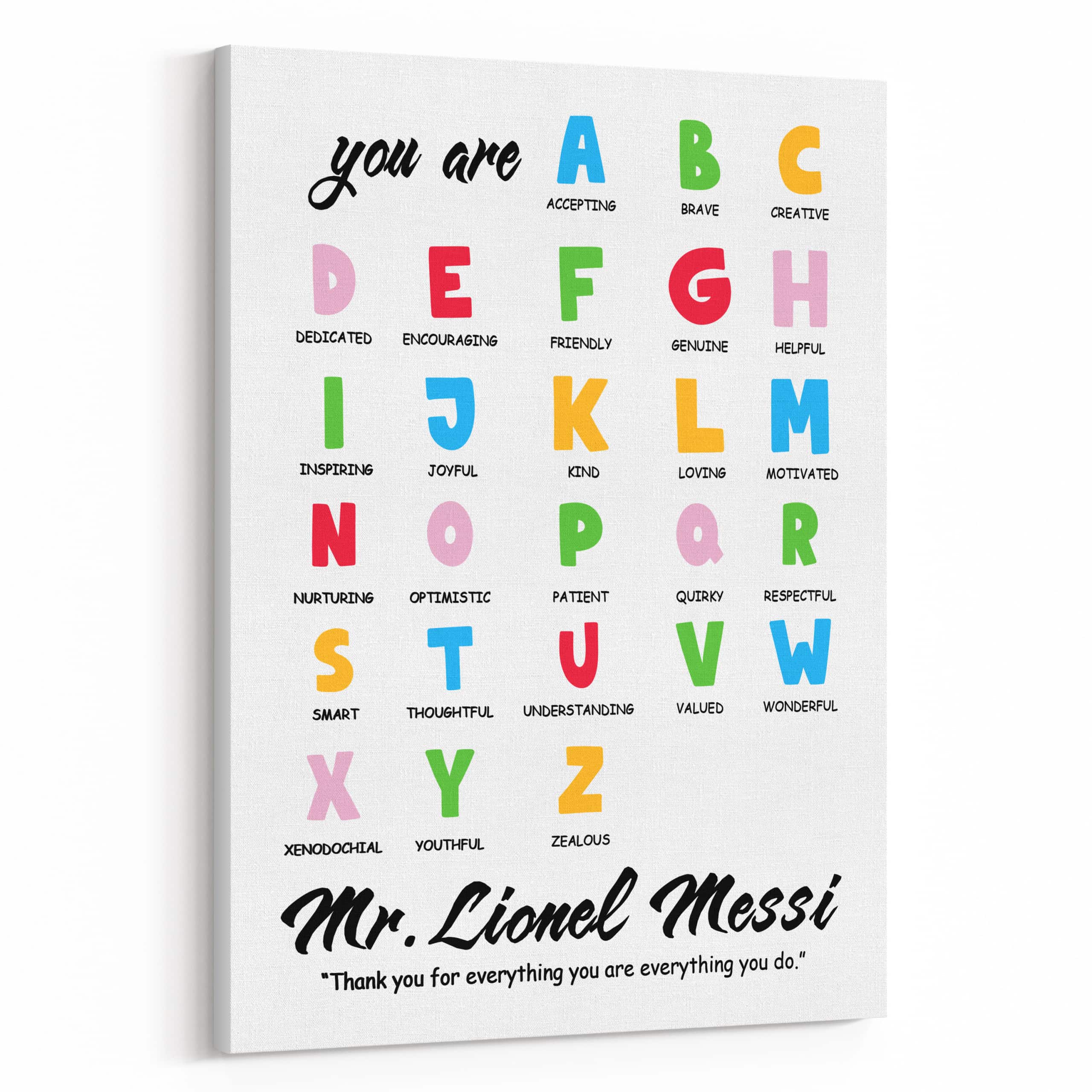 Teacher Appreciation Alphabet Canvas Print