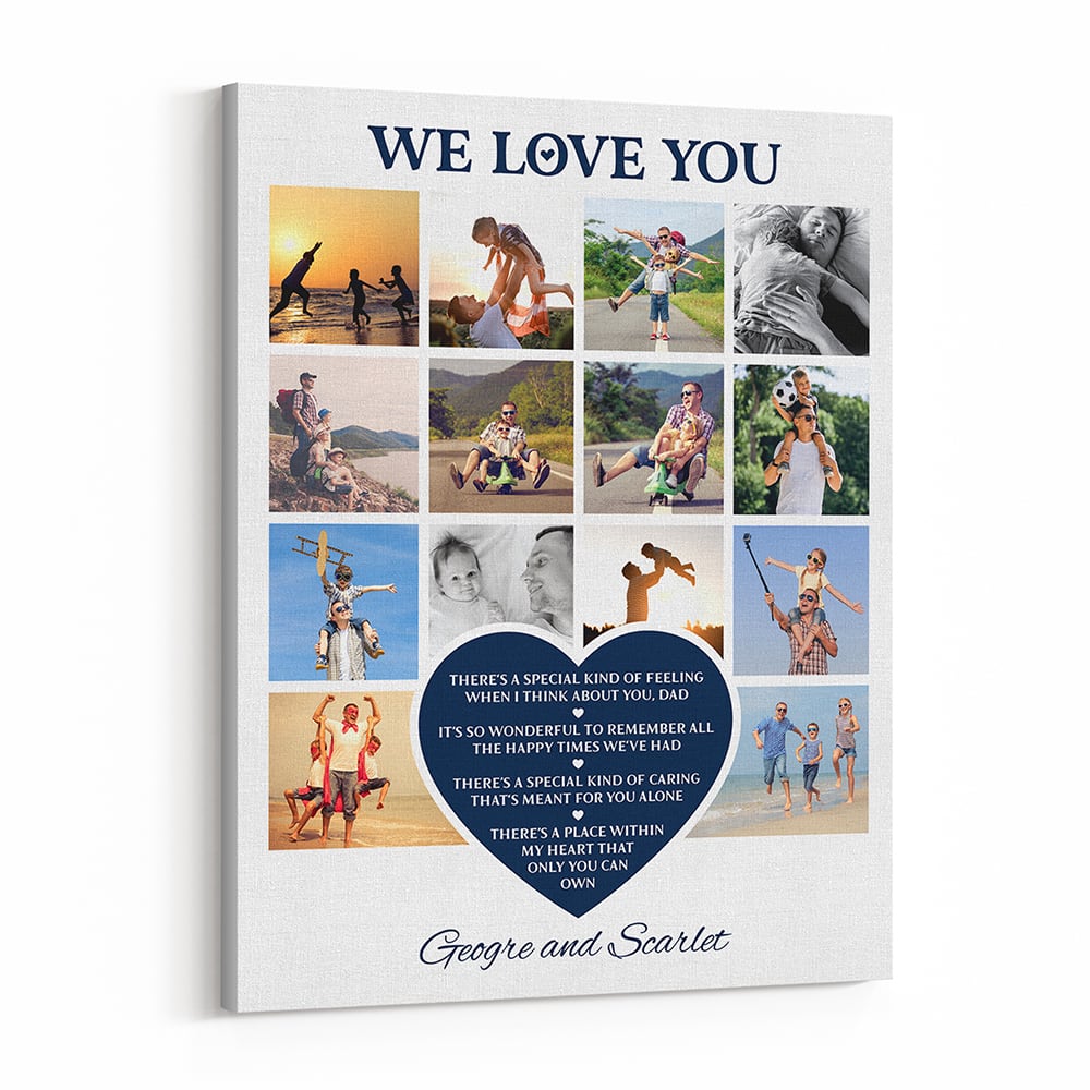 “There’s A Special Kind Of Feeling When I Think About You Dad” Photo Collage Canvas