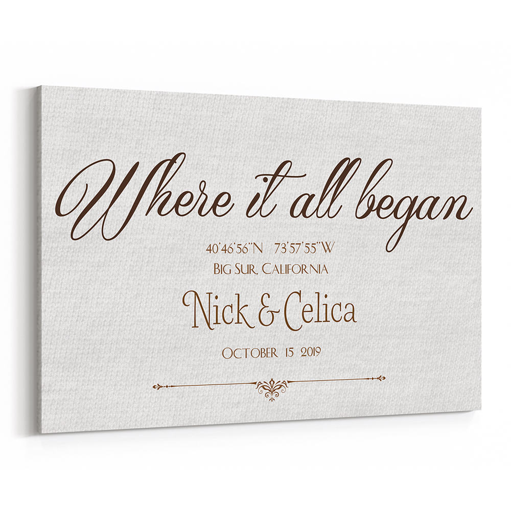 Where It All Began Custom Coordinates Canvas Print