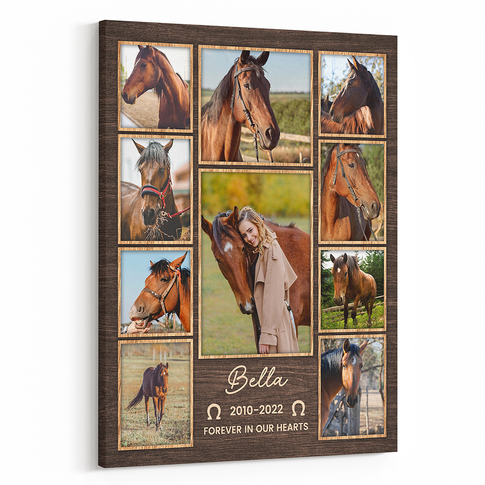 Forever In Our Hearts Custom Horse Photo Collage Canvas Print