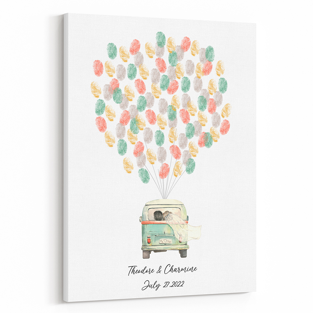 Bus Thumbprint Guest Book Custom Handprint Art