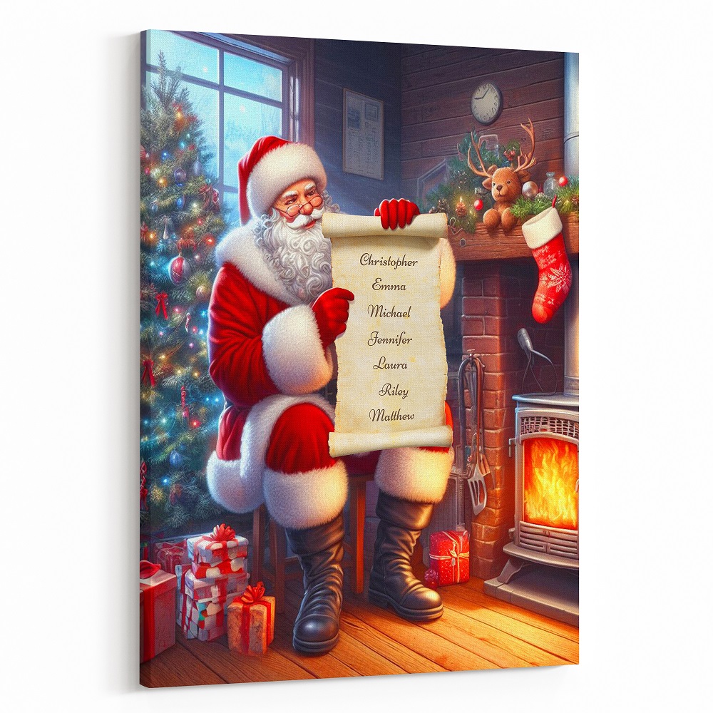 Santa‘s Wish List Personalized Family Canvas Art
