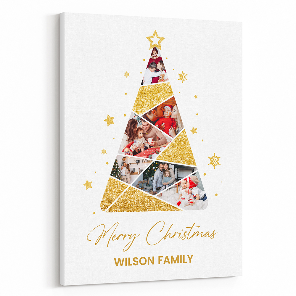 Christmas Tree Family Custom Photo Canvas Print