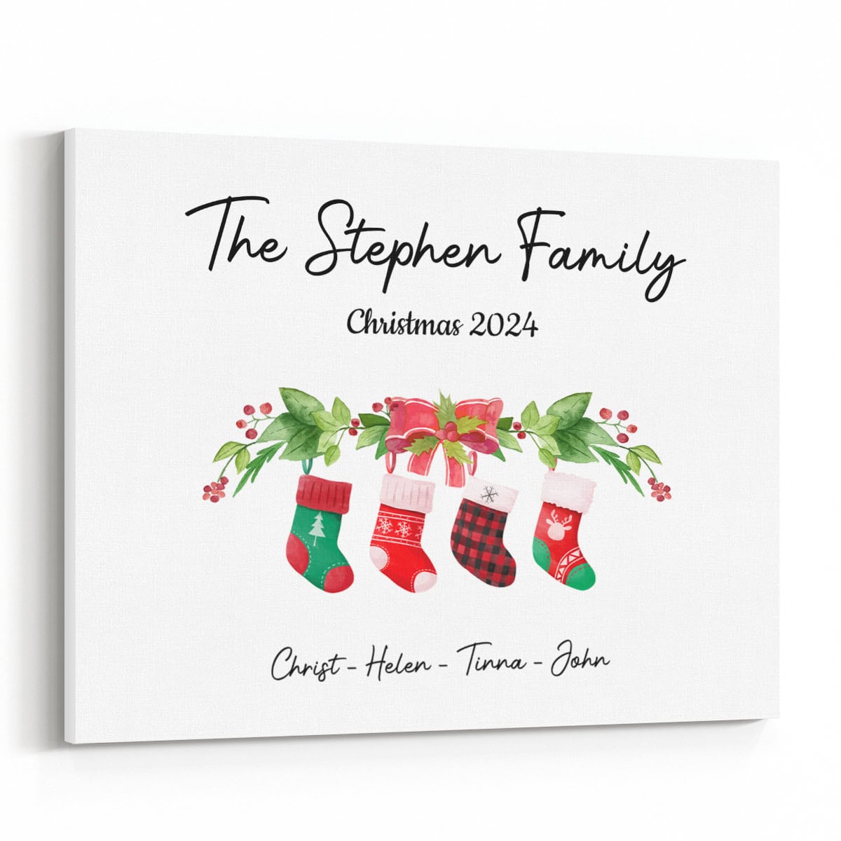 Personalised Christmas Stocking Print Canvas Print