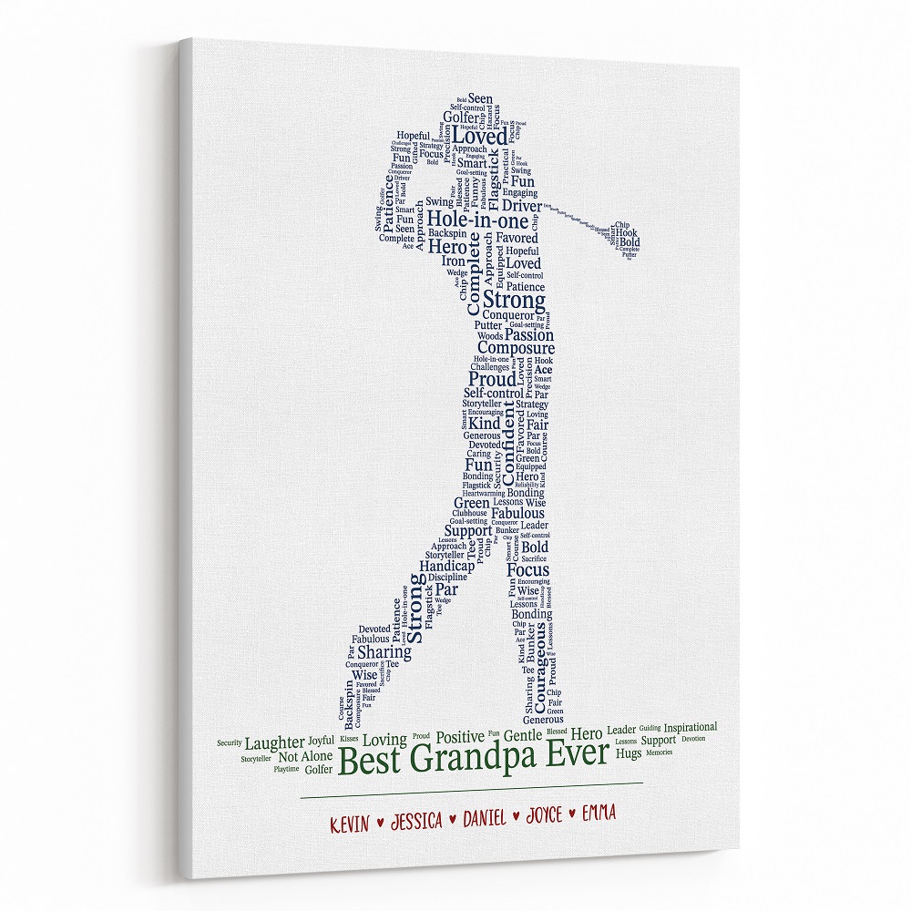 Golf Grandpa Word Art Custom Canvas Print