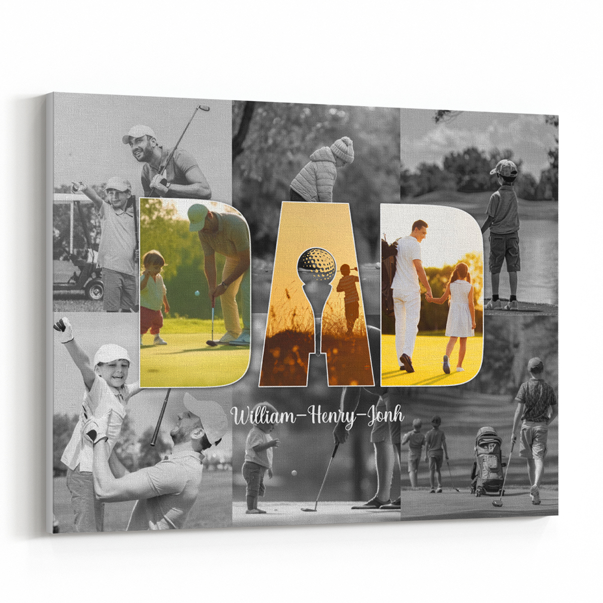 Golfer Dad Photo Collage Canvas Print