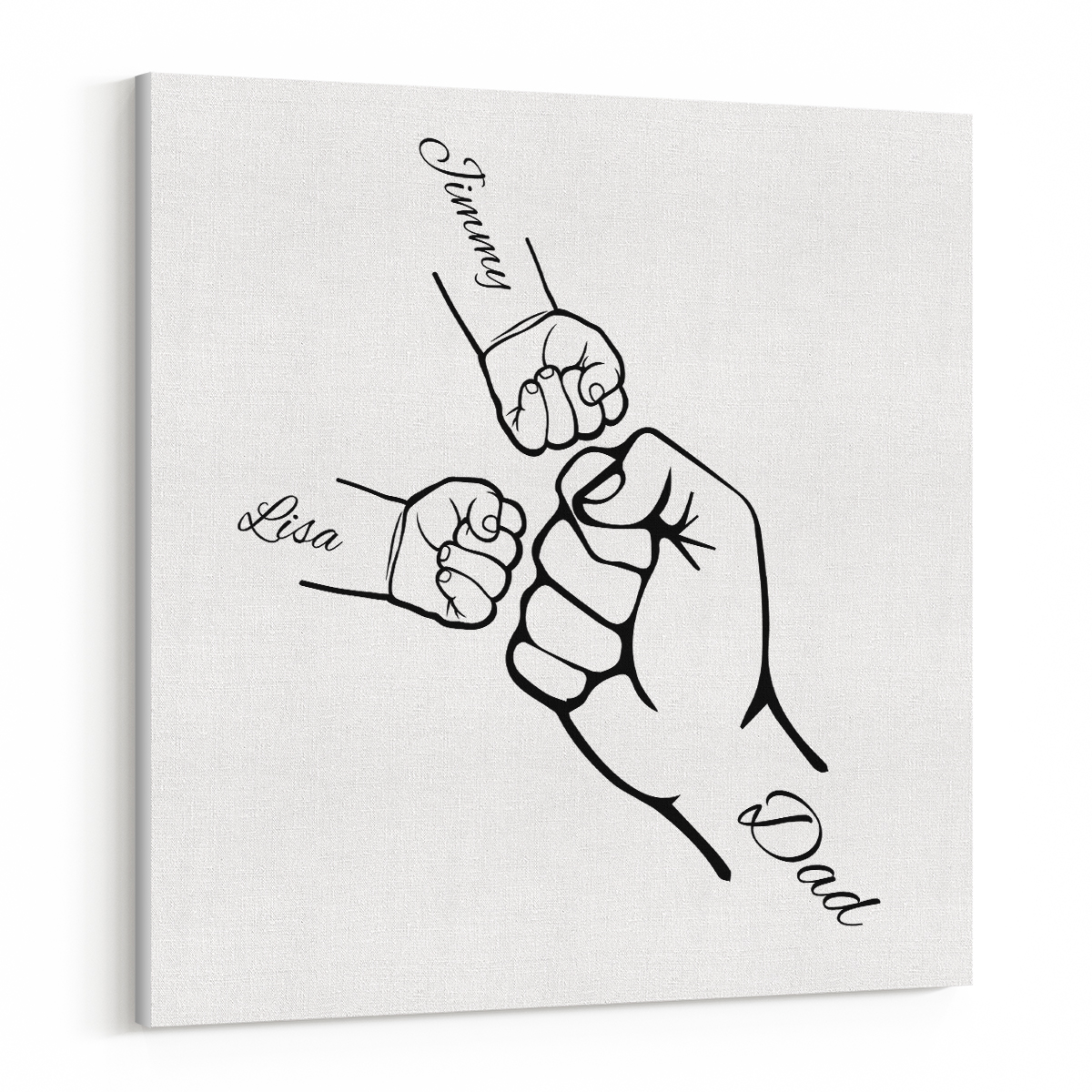 Fist Bump Dad and Kids Canvas Print