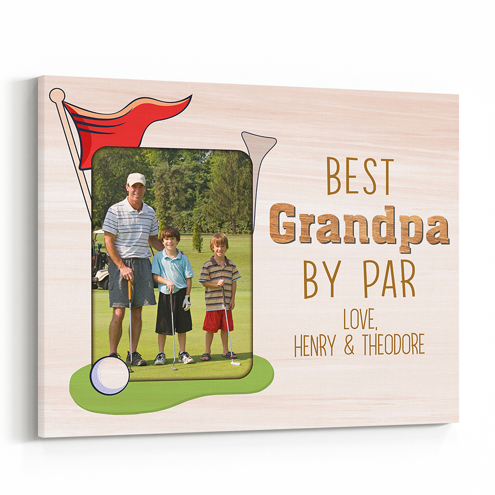 Best Grandpa By Par Custom Photo Canvas Print