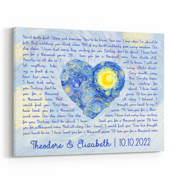 Van Gogh-Inspired The Starry Night Song Lyrics Canvas Print
