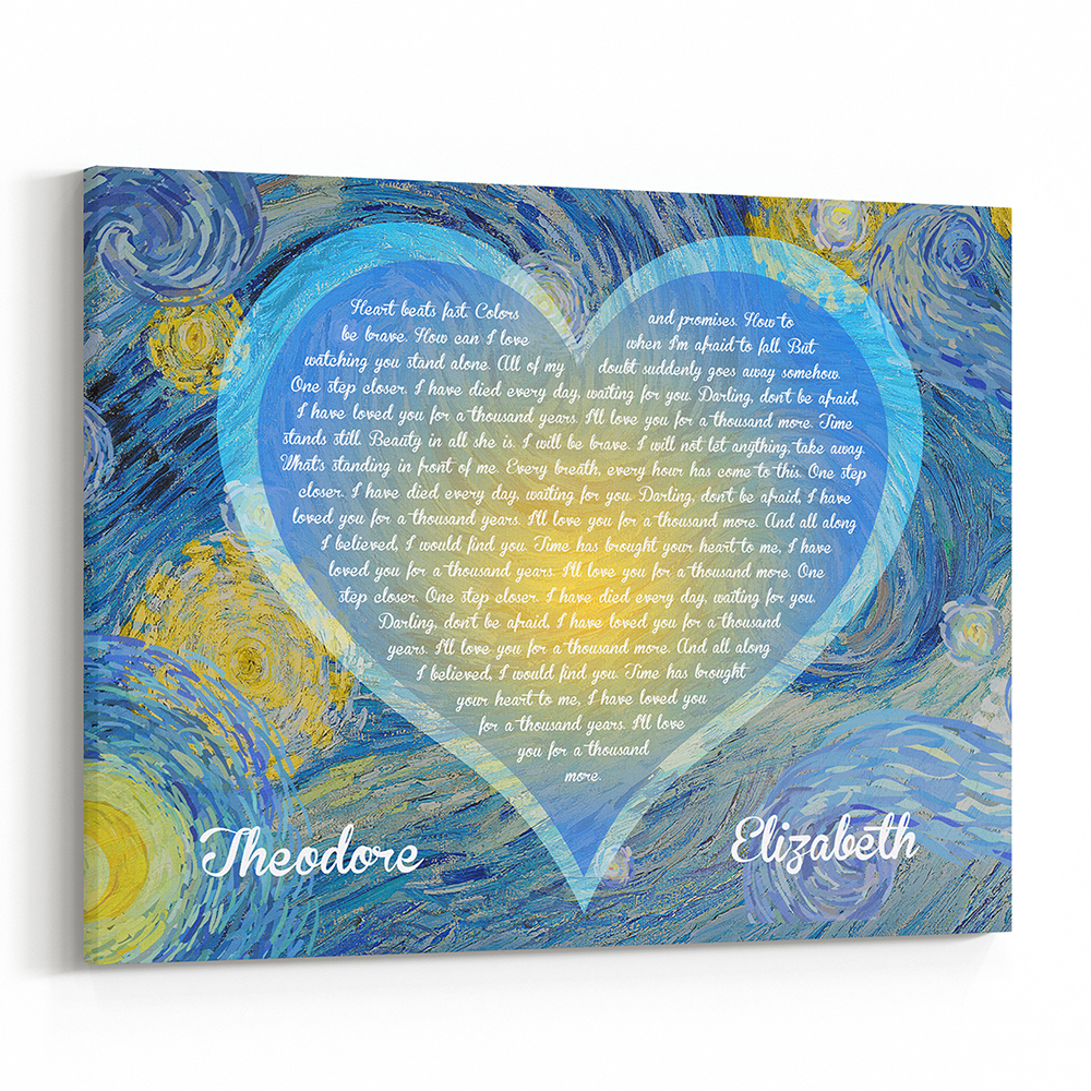 Van Gogh-Inspired The Starry Night Lyrical Art Canvas Print