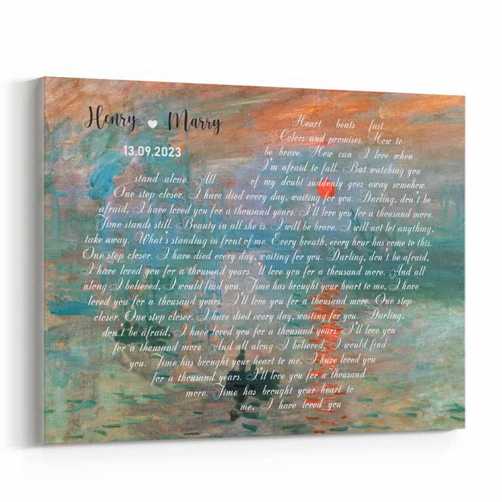 Claude Monet – Custom Song Lyrics With Impression Sunrise 1872 Art Print