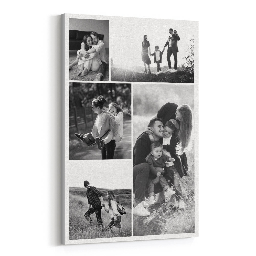 Vertical Montage Collage Custom – Black and White Canvas Print