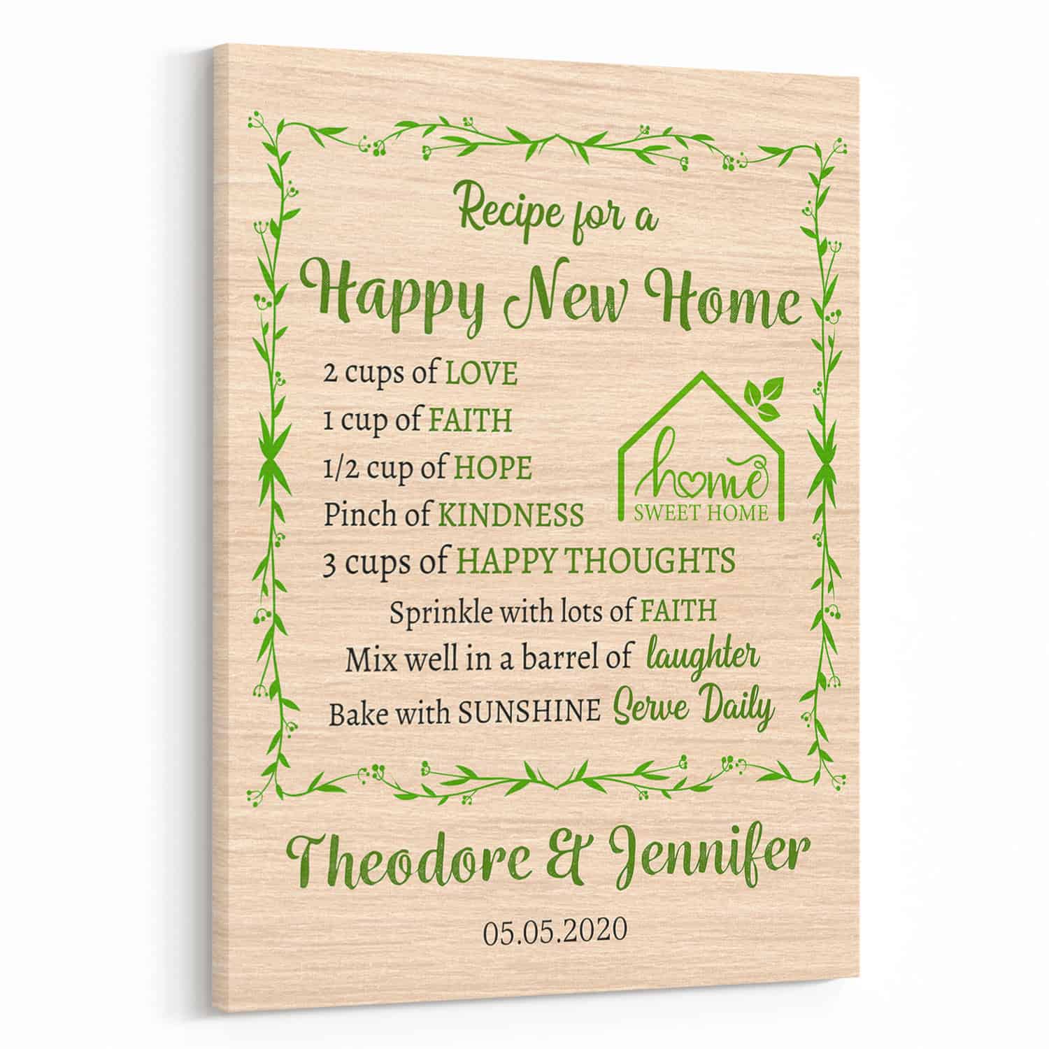 Home Sweet Home Recipe Love Canvas Print