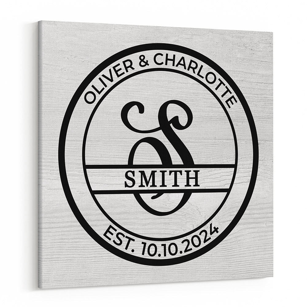 Monogram Last Name Initial Custom Canvas Print