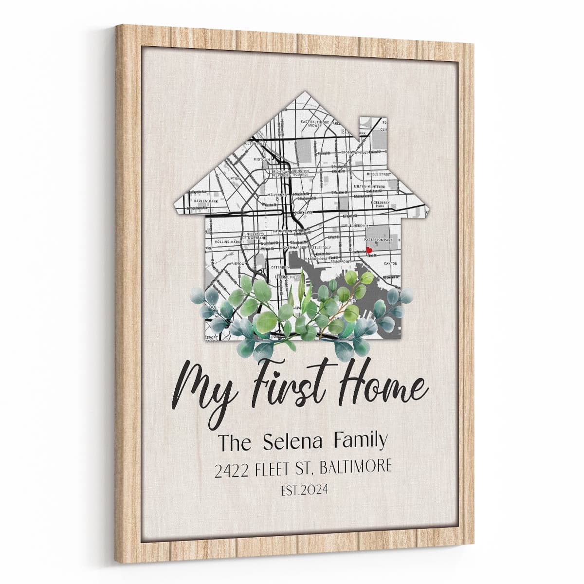 Personalized My First Home Map Housewarming Canvas Print