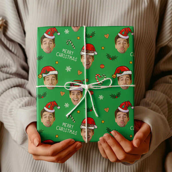 Personalized Funny Face Christmas Wrapping Paper