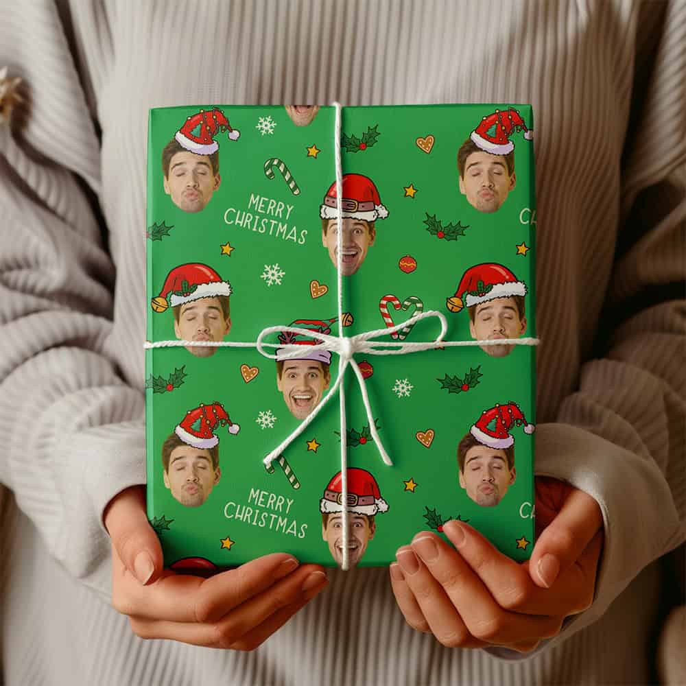 Personalized Funny Face Christmas Wrapping Paper