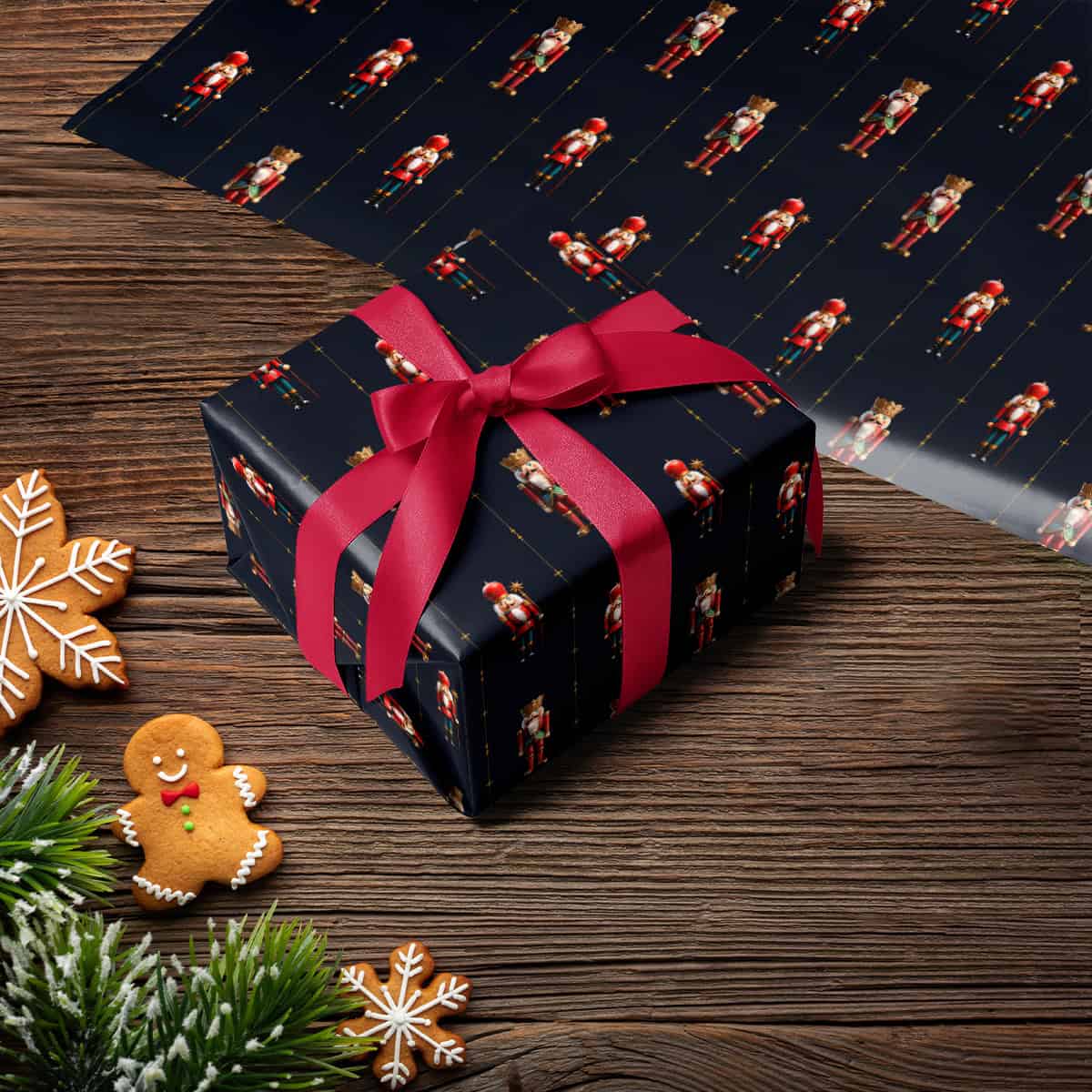 Grandma Black Nutcracker Soldier Vintage Christmas Wrapping Paper