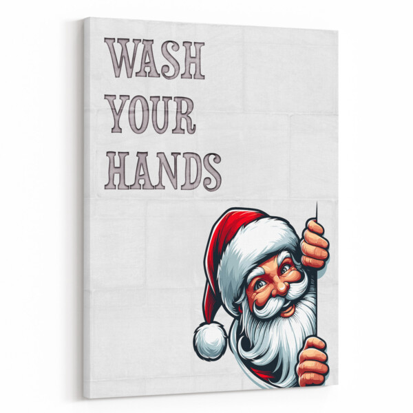 Funny Wash Your Hands Christmas Bathroom Canvas Art