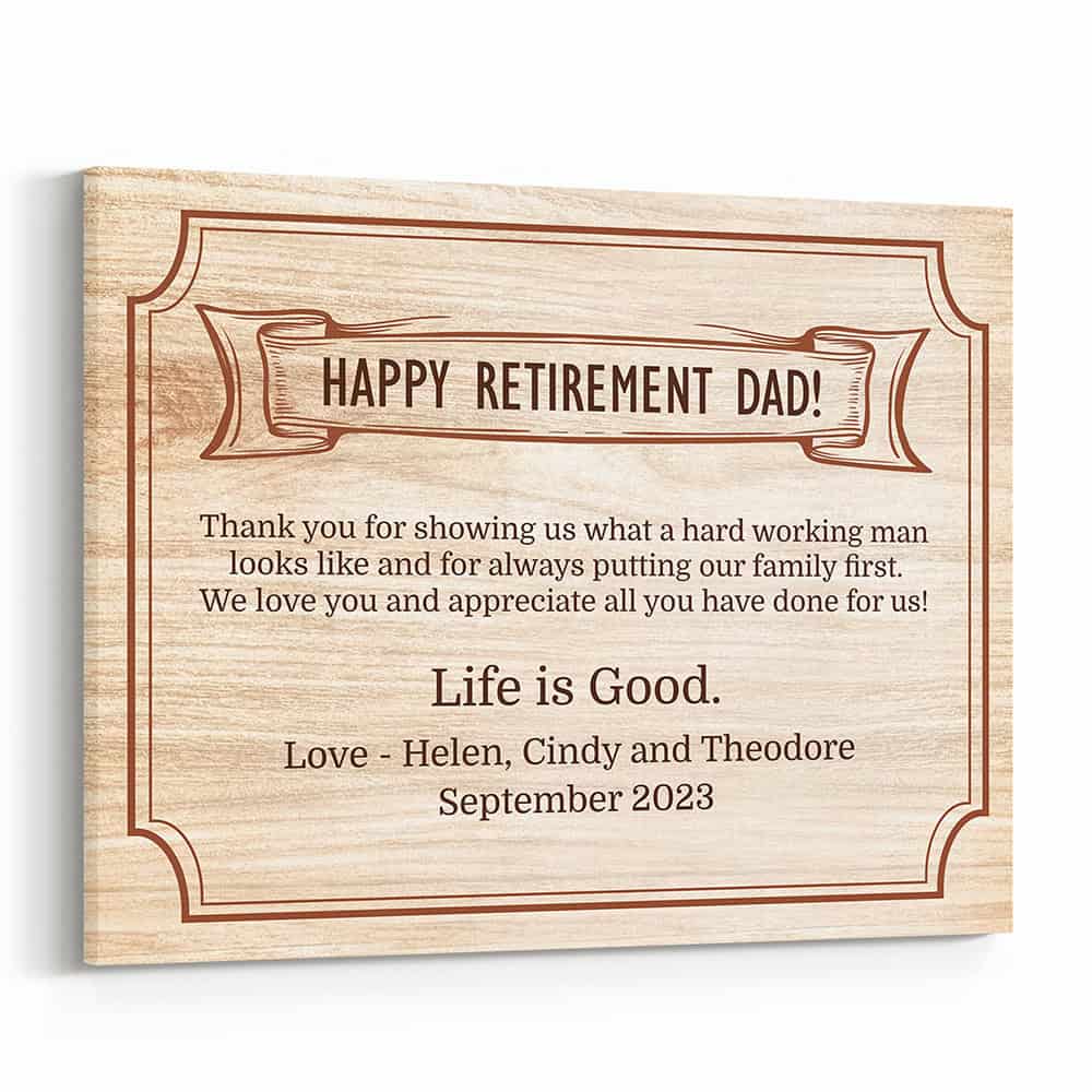 Custom Wood Retirement Gift For Dad Canvas Print