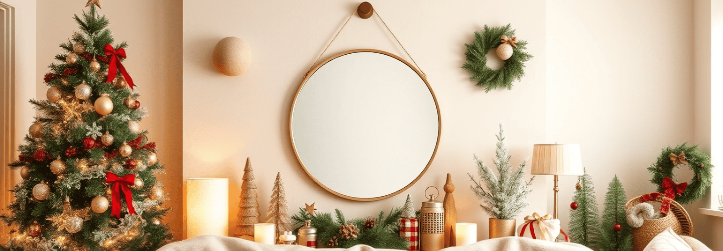 how to decorate a mirror for christmas