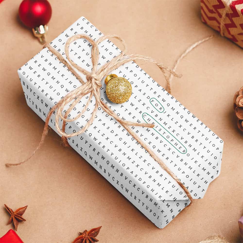 Custom Name Cross Word Puzzle Christmas Wrapping Paper