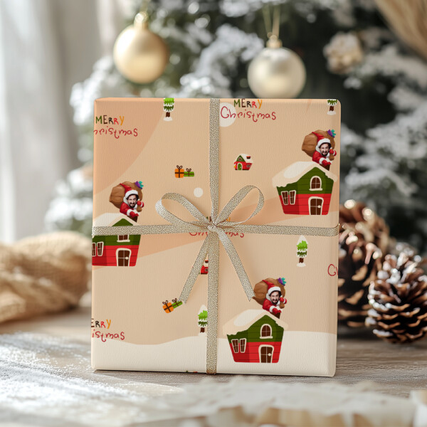 Personalized Face Santa Christmas Wrapping Paper