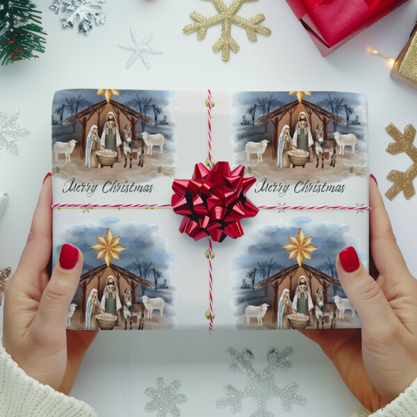 Christmas Nativity Scene Wrapping Paper
