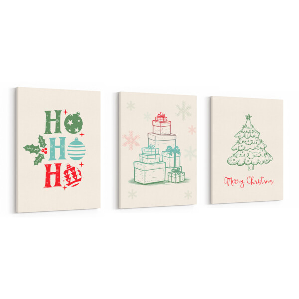 Minimalist Set of 3 Christmas Canvas Print