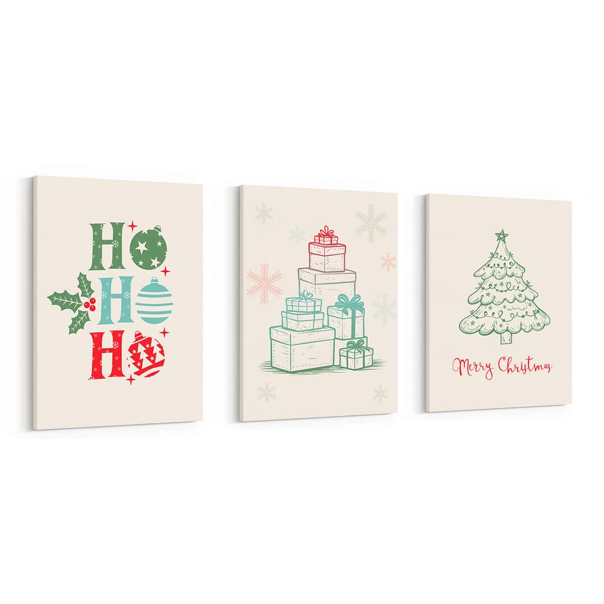 Minimalist Set of 3 Christmas Canvas Print
