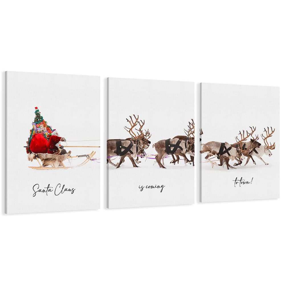 3 Pieces ‘Santa Claus Is Coming To Town!’ Canvas Print
