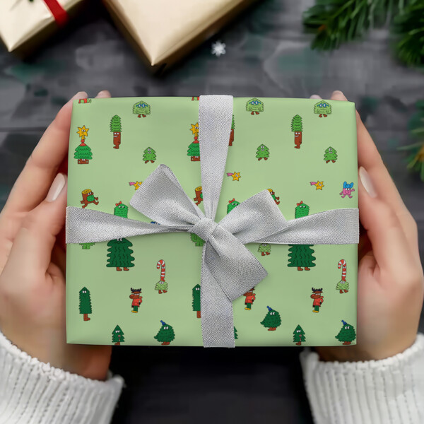 Funny Green Christmas Tree Wrapping Paper