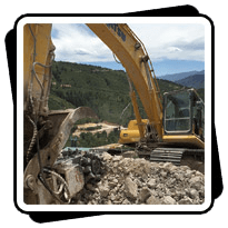 AQ4 rock cutter on PC360 used in Limestone Quarry to Mine and Develop Roadway