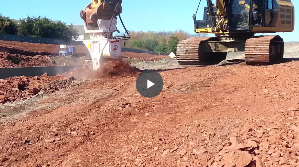 Antraquip AQ5 On CAT349 Rock Removal For Highway Expansion 