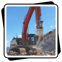 AQ5 on Linkbelt 470. Hard rock ledge removal in Las Vegas