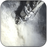 AQ4 on CAT320 Scaling Underground Limestone Mine.