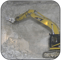 AQ-4 on CAT325 Scaling Underground Limestone Mine.