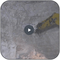 AQ-4 on CAT325 Scaling Underground Limestone Mine.