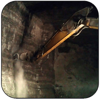 AQ-4 on PC300 Underground Limestone Mine Scaling.