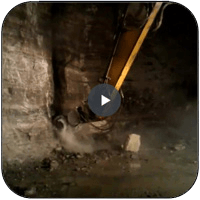 AQ-4 on PC300 Underground Limestone Mine Scaling.