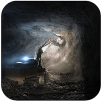 AQ-4 Rotary Scaler on CAT336 Underground Limestone.