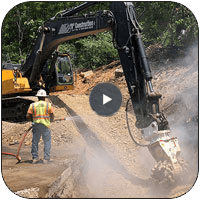 AQ-5 on JD470 Trenching Limestone for Pipeline Project