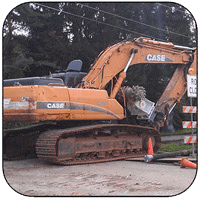 AQ4XL on CASE460 Trenching Hard Limestone in Pennsylvania, USA