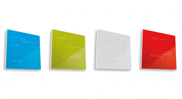 QLOCKTWO by Biegert & Funk blue, green, white and red in studio