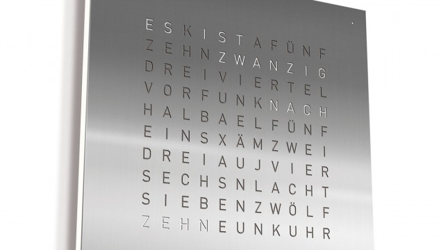 QLOCKTWO by Biegert & Funk stainless steel front view