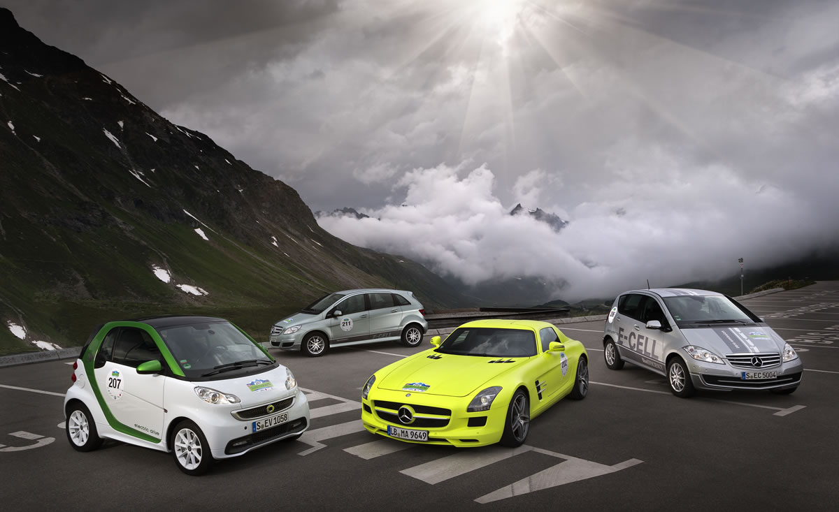 Mercedes Electric Cars at Silveretta E-Car Rallye