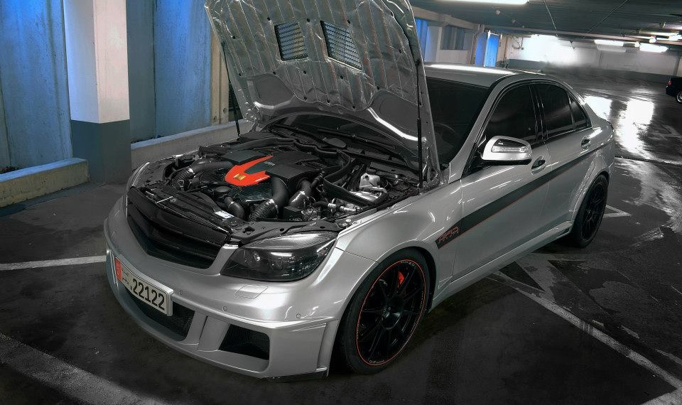 GAD Brabus Mercedes C63 AMG hood up engine